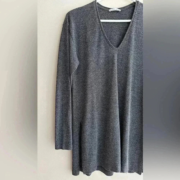 ZARA Grey and Silver Tunic Sweater, Long Sleeve Gothic Blouse, Size Medium - Picture 3 of 16